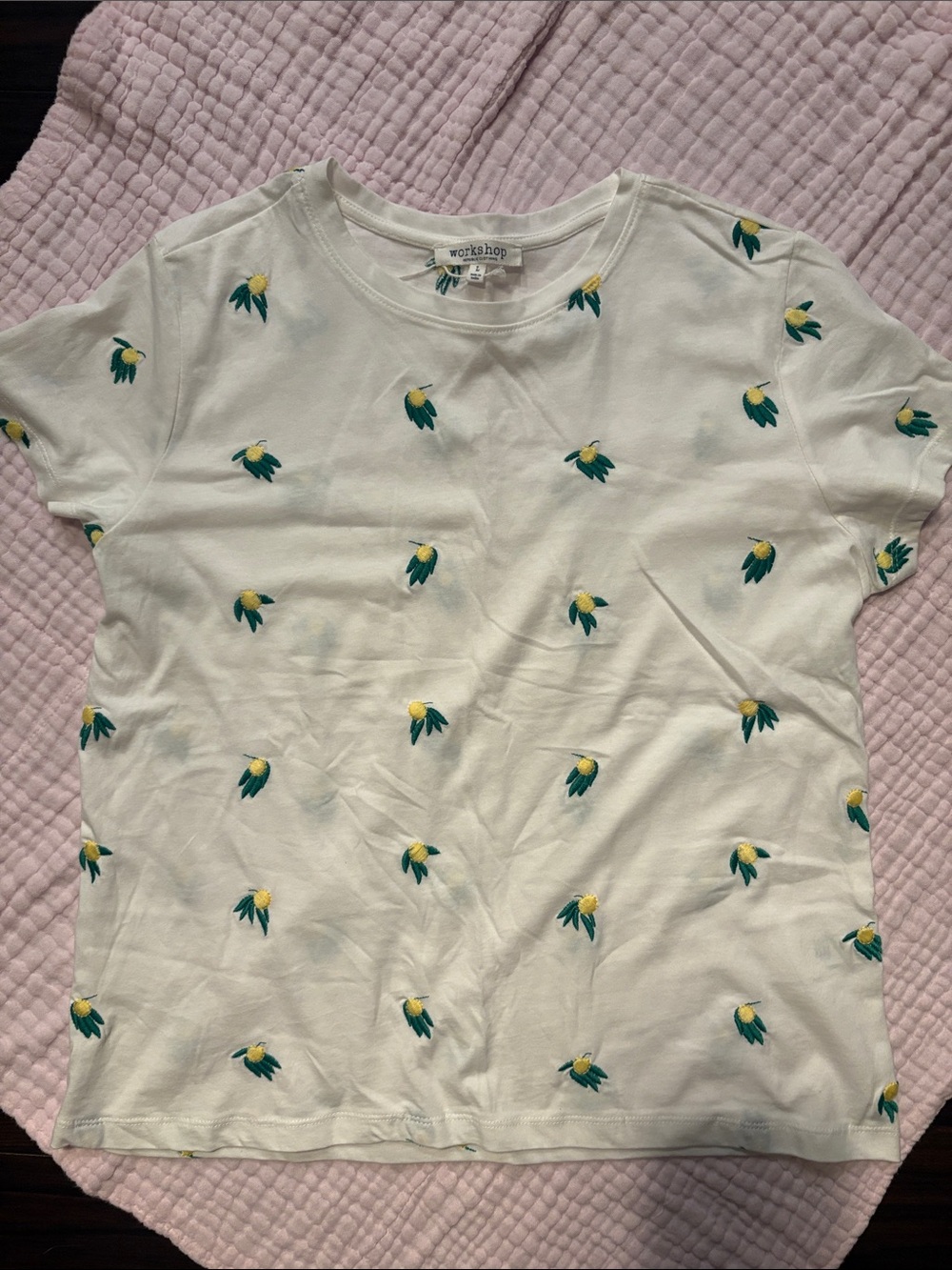 Workshop Tee with Green & Yellow Floral Motif